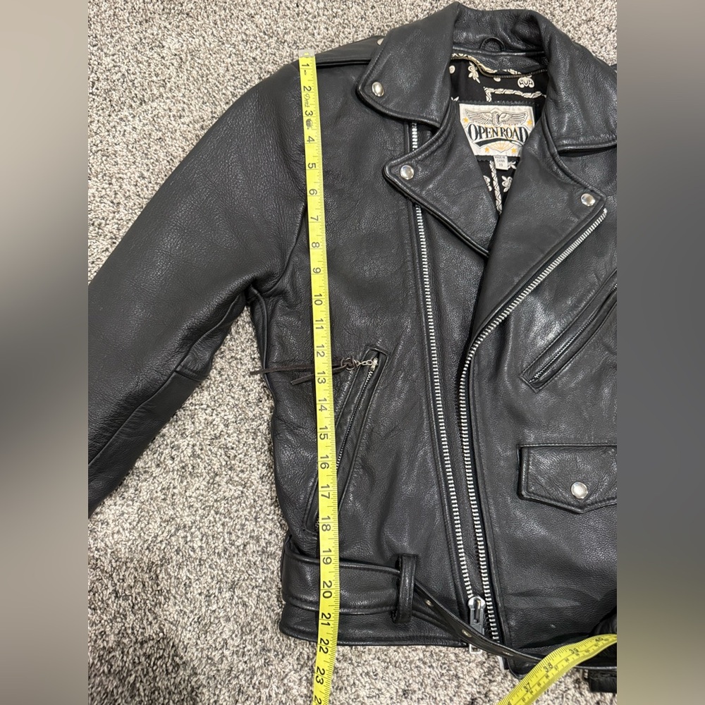 Vintage Open Road leather moto jacket, size men's XS - Picture 14 of 16